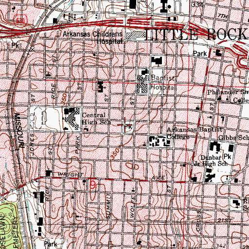 Topographic Map of Centennial School, AR