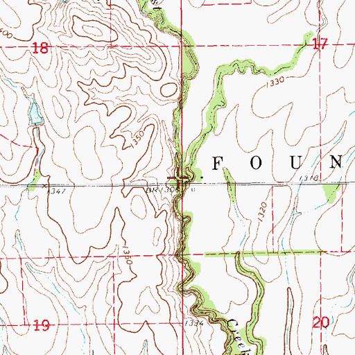 Topographic Map of Cow Creek, KS