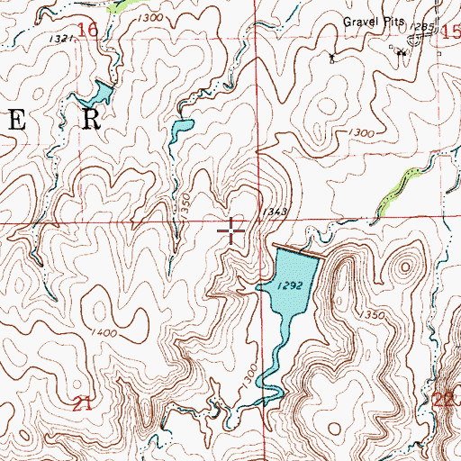 Topographic Map of Township of Center, KS