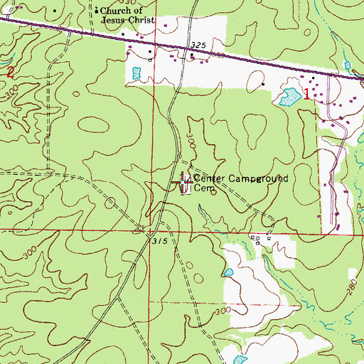 Topographic Map of Center Campground Cemetery, AR