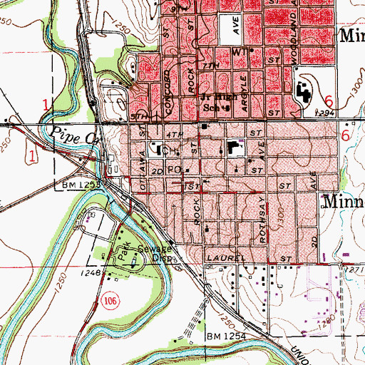 Topographic Map of Minneapolis, KS