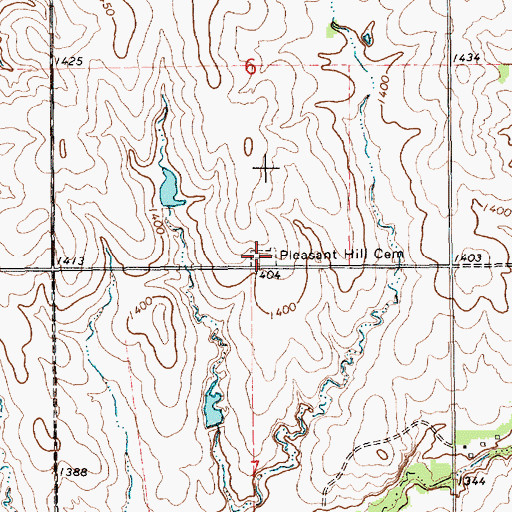Topographic Map of Pleasant Hill Cemetery, KS