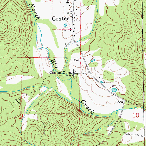 Topographic Map of Center Cemetery, AR