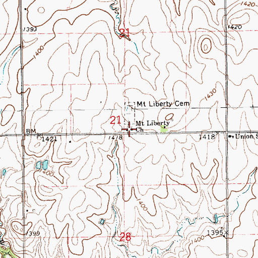 Topographic Map of Mount Liberty United Methodist Church, KS