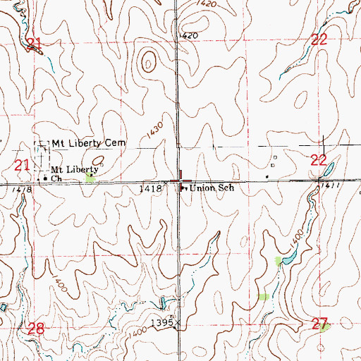 Topographic Map of Union School, KS