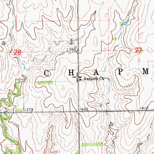 Topographic Map of Antioch Church, KS