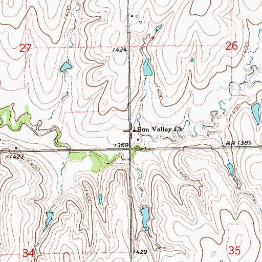 Topographic Map of Sun Valley Church, KS