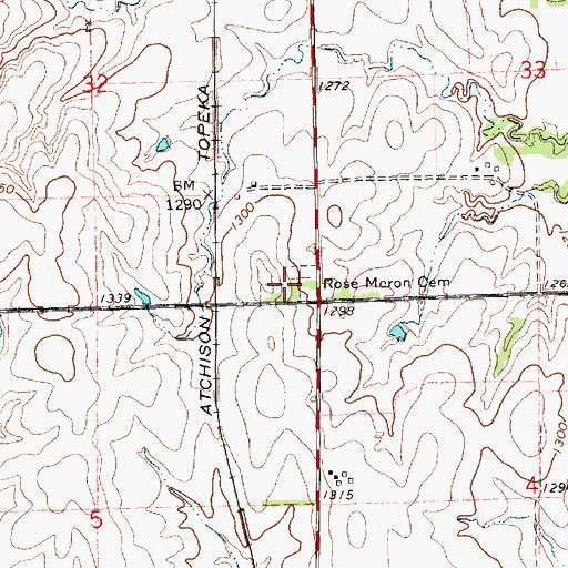 Topographic Map of Rose Meron Cemetery, KS