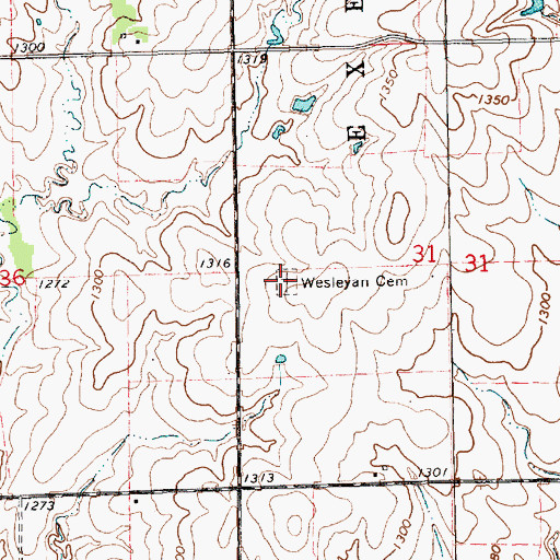 Topographic Map of Wesleyan Cemetery, KS