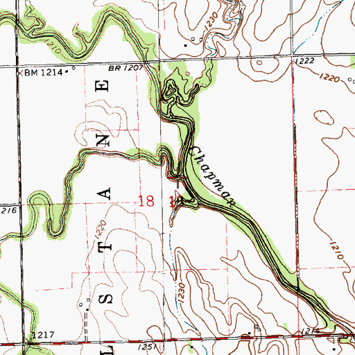 Topographic Map of Badger Creek, KS