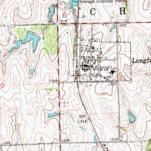 Topographic Map of Longford, KS