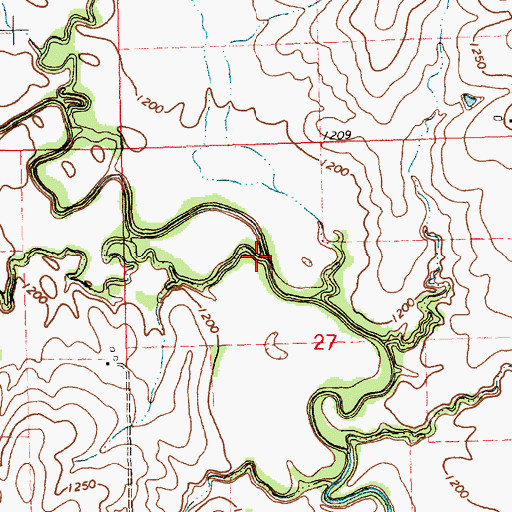 Topographic Map of Basket Creek, KS
