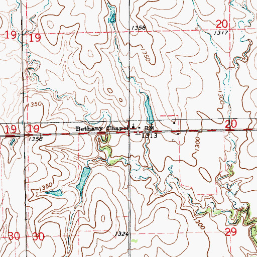 Topographic Map of Bethany Chapel, KS