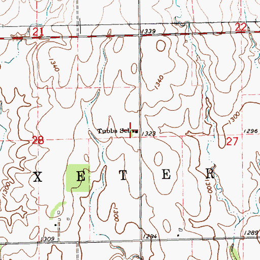 Topographic Map of Tubbs School, KS