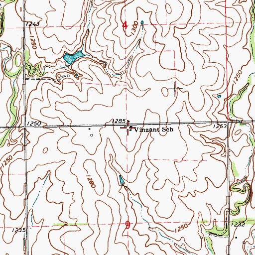 Topographic Map of Vinzant School, KS