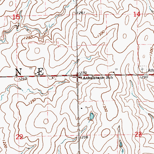 Topographic Map of Athelstane School, KS