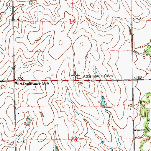 Topographic Map of Athelstane Cemetery, KS