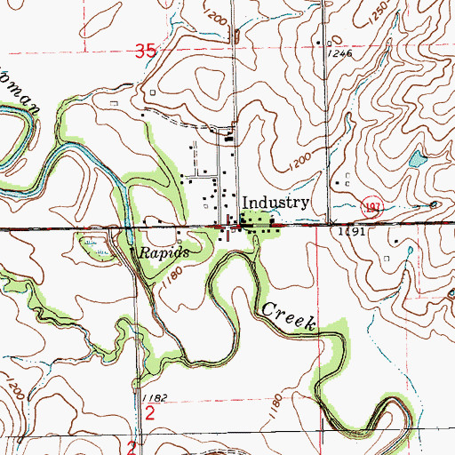 Topographic Map of Industry, KS