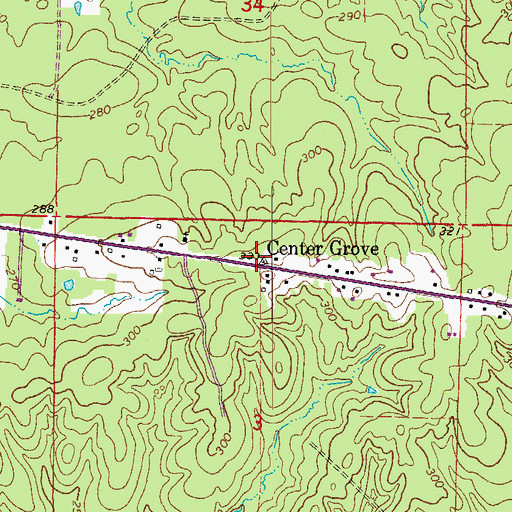 Topographic Map of Center Grove, AR