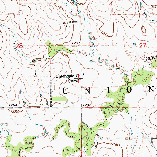 Topographic Map of Uniondale Church, KS