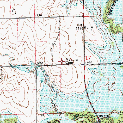 Topographic Map of Madura Cemetery, KS