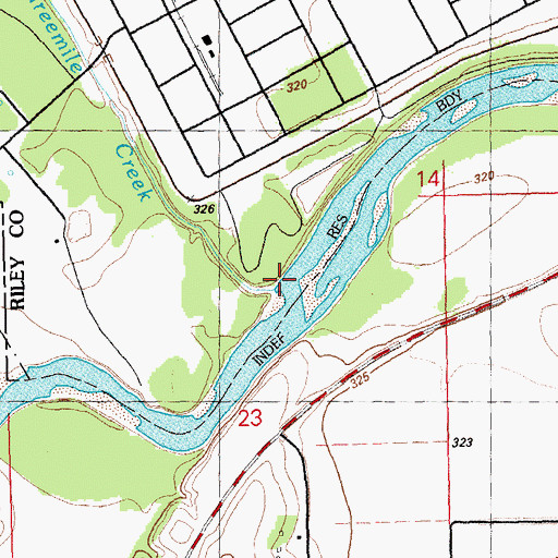 Topographic Map of Threemile Creek, KS