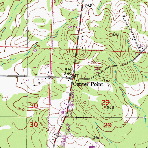 Topographic Map of Center Point, AR