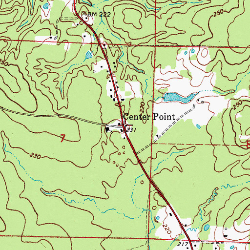 Topographic Map of Center Point, AR