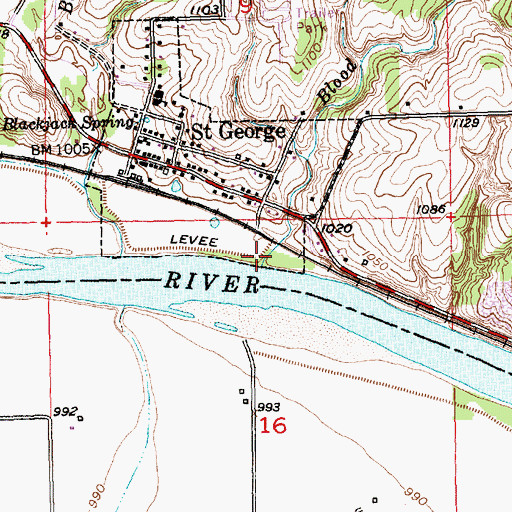 Topographic Map of Blood Creek, KS