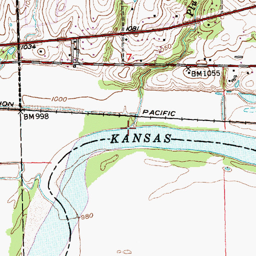 Topographic Map of Plum Creek, KS