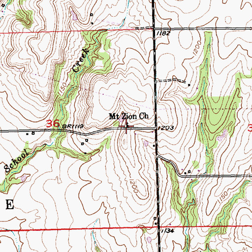 Topographic Map of Mount Zion Church, KS