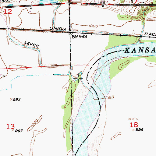 Topographic Map of Sand Creek, KS