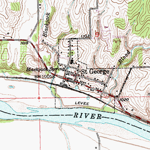 Topographic Map of Saint George, KS