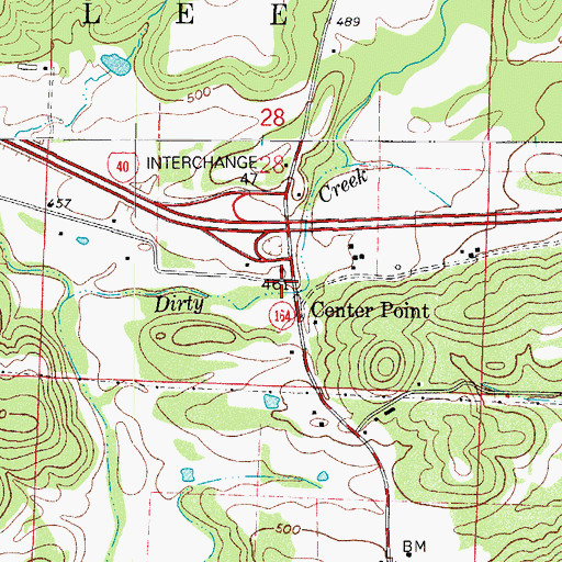 Topographic Map of Center Point, AR