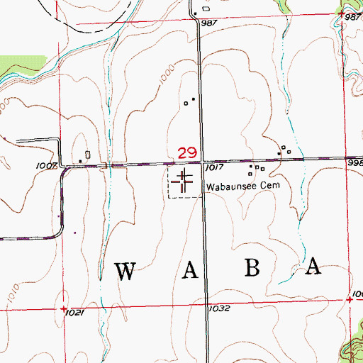 Topographic Map of Wabaunsee Cemetery, KS