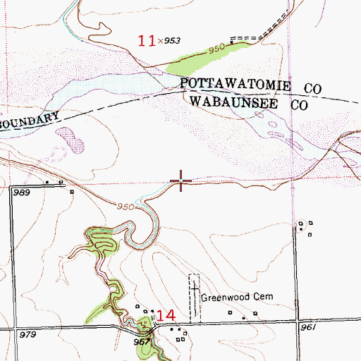 Topographic Map of Wells Creek, KS