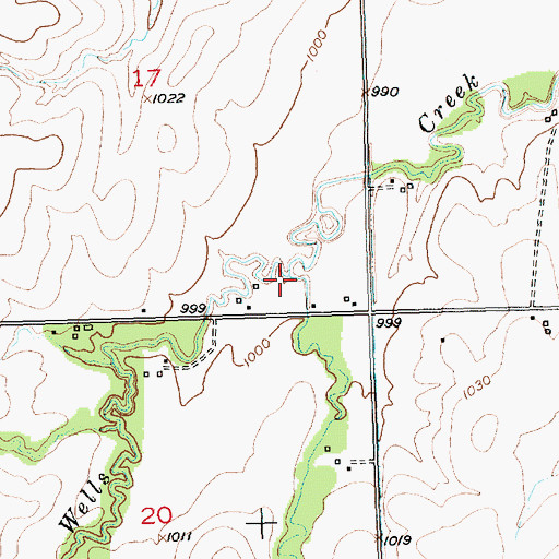 Topographic Map of Little Wells Creek, KS