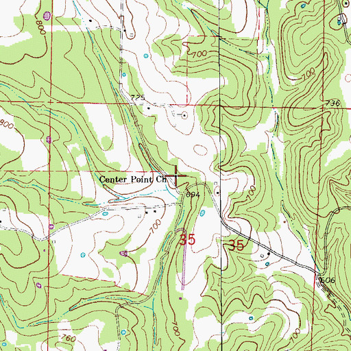 Topographic Map of Center Point Church, AR