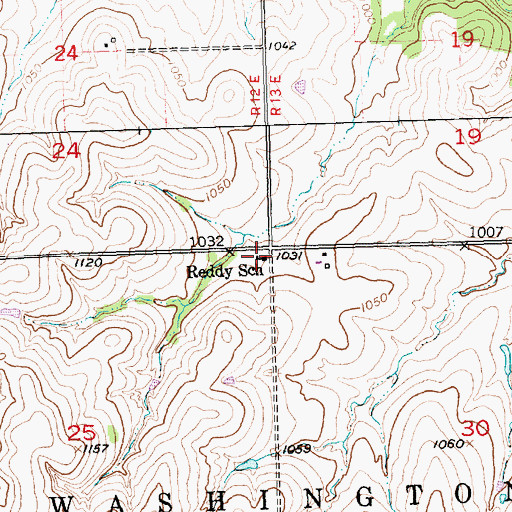 Topographic Map of Reddy School, KS