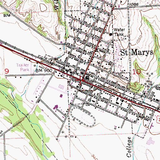 Topographic Map of Saint Marys, KS