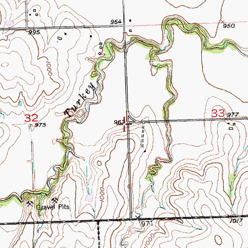 Topographic Map of Turkey Creek School (historical), KS