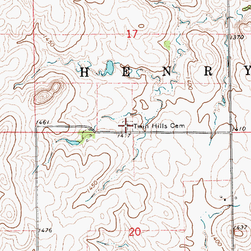 Topographic Map of Twin Hills Cemetery, KS