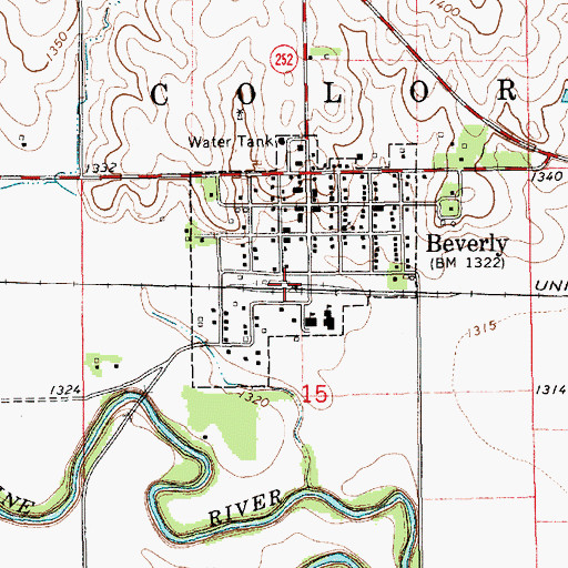 Topographic Map of Beverly, KS