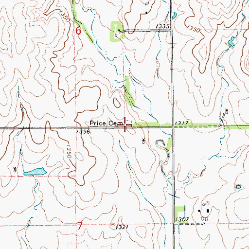 Topographic Map of Price Cemetery, KS