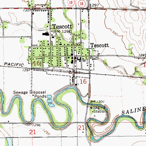 Topographic Map of Tescott, KS