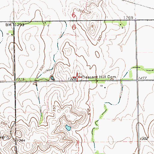 Topographic Map of Pleasant Hill Cemetery, KS
