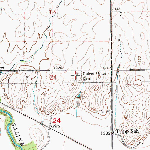 Topographic Map of Culver Union Cemetery, KS