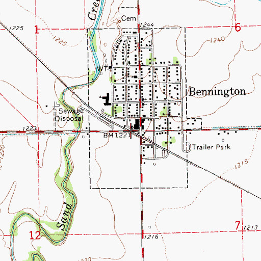 Topographic Map of Bennington, KS