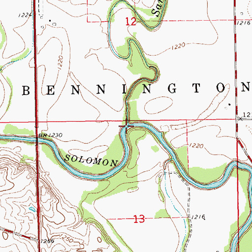 Topographic Map of Sand Creek, KS
