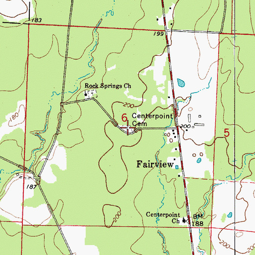 Topographic Map of Centerpoint Cemetery, AR